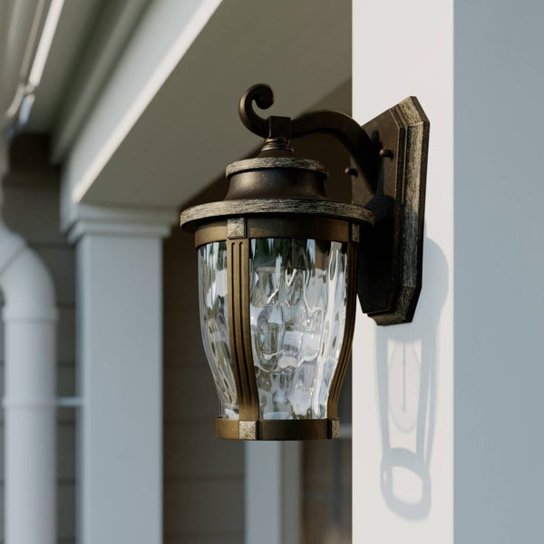 Lindby Wandlampe aussen, Aussenwandleuchte Laterne antikbraun sprühwassergeschützt IP23 1xE27 max. 60W ohne Leuchtmittel Außenleuchte antik Look