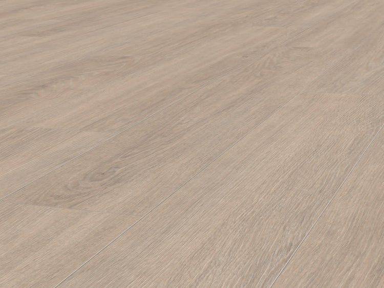 Laminatboden in Eichenoptik mit strukturierter Oberfläche und sichtbaren Holzmaserungen für eine natürliche Optik.
