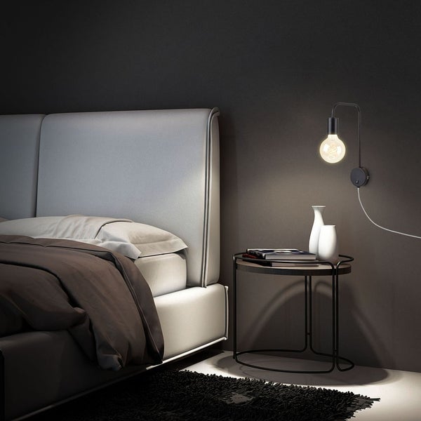 Bettleuchte Nachttischlampe Retro 1xE27 25 W schwarz matt Metall Briloner