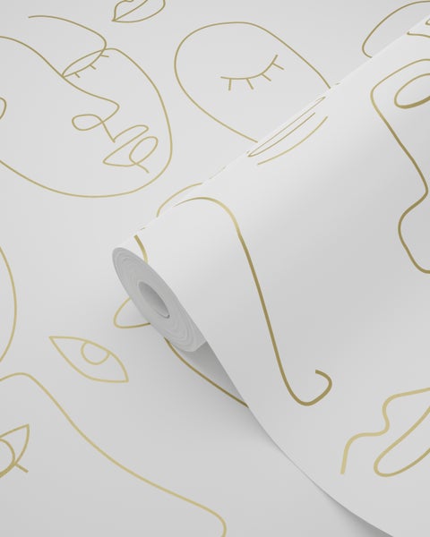 Tapetenrolle mit abstraktem Gesichter Muster