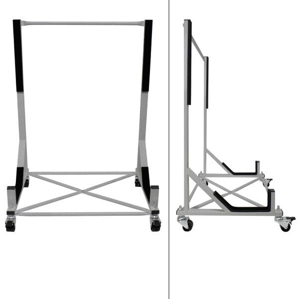 ECD Germany Hardtopständer mit 4 feststellbaren Rädern inkl. XXL Bezug - Silber - aus pulverbeschichtetem Stahl - Hardtop Ständer Hardtophalter Aufbewahrung Trolley Hülle Abdeckhaube Schutzbezug Cover