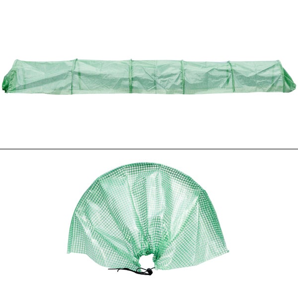 ECD Germany 2x Folientunnel Pflanztunnel 300x55x35 cm 3m Transparent/Grün PE-Gitterfolie 135 g/m² mit 6 Gewölbter Stahldraht Ø 2mm, Foliengewächshaus Gewächshaustunnel Gewächshaus Treibhaus Frühbeet