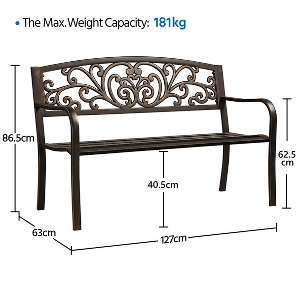 Abmessungen und maximale Traglast einer Gartenbank