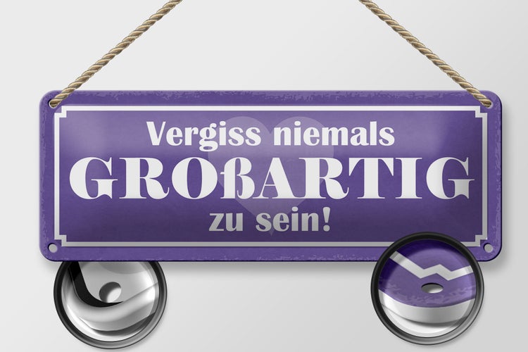 Blechschild Spruch 27x10cm vergiss nie GROßARTIG zu sein Dekoration