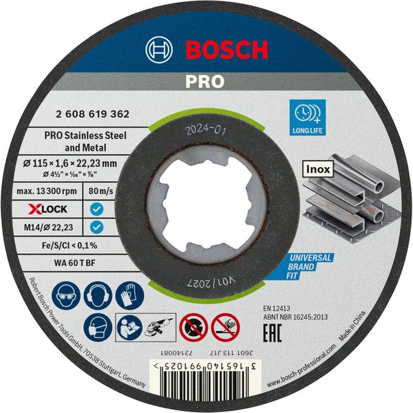Bosch Trennscheibe für Edelstahl und Metall, 115 x 1,6 x 22,23 Millimeter