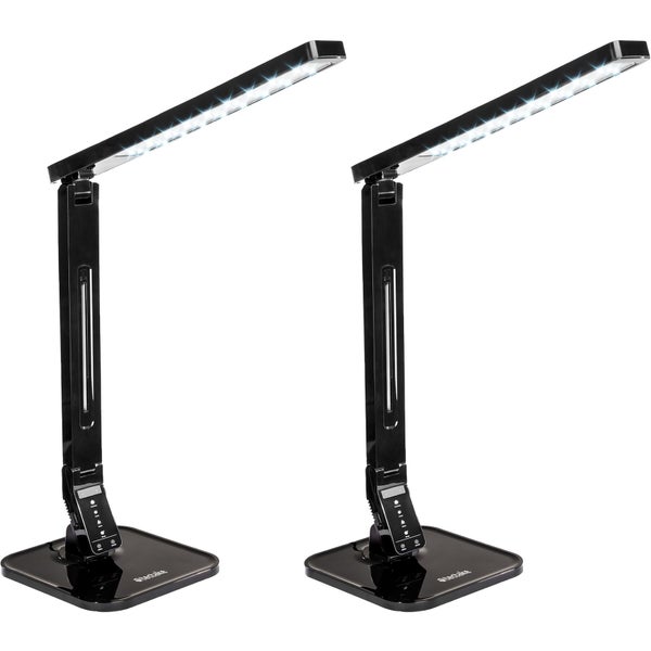 tectake  Schreibtischlampe, LED, dimmbar, klappbar, 14W inklusive USB-Anschluss schwarz