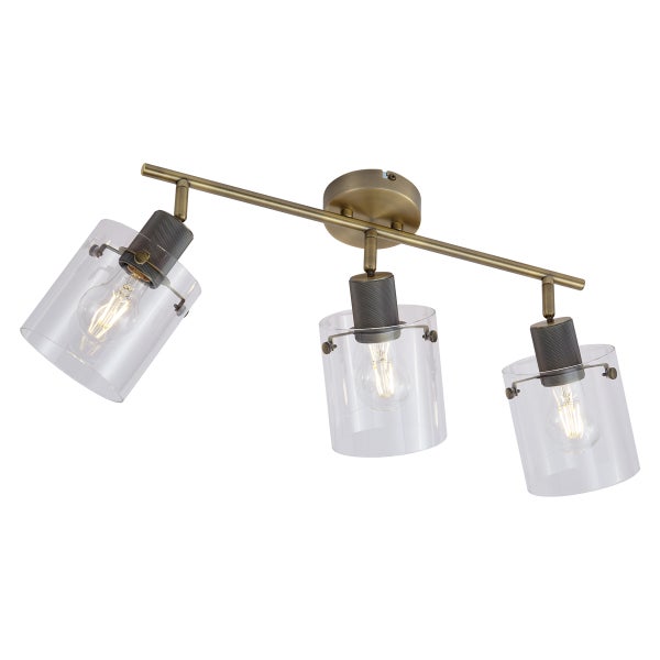 Deckenleuchte mit drei Leuchten und Glasschirmen