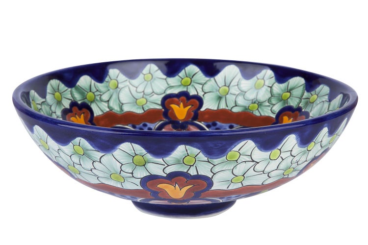 Keramik Waschbecken mit Blumenmuster