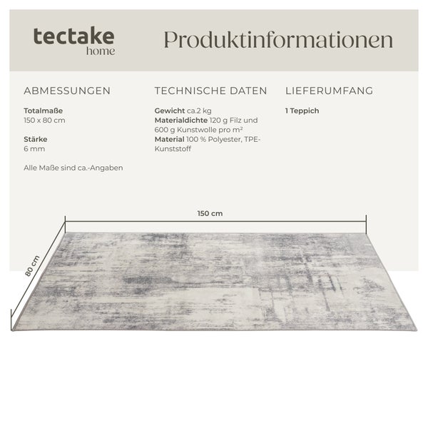 Vintage Designer Teppich tectake rutschfeste Unterseite verschiedene Größen 80 x 150 cm
