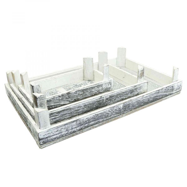 Set aus drei Pflanzkästen aus Holz