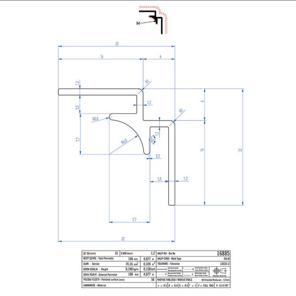 Innen-Eckenprofil für Duschrückwände 3mm, Silver Matt