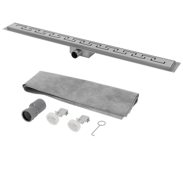 ML-Design Duschrinne 90cm, geschlitzt, extra flach, Edelstahl Bodenablauf Komplettset mit Bodenbefestigung, Duschablauf, selbstreinigender Siphon mit Geruchsstop, Haarsieb, Ablaufrinne für Badezimmer