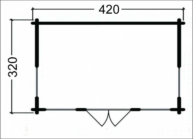 Alpholz Gartenhaus CLOCKHOUSE® 44 Royal ISO Gartenhaus aus Holz Holzhaus mit 44 mm Wandstärke Blockbohlenhaus imprägniert 4,2x3,2m