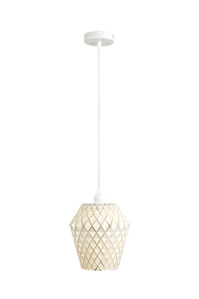 Moderne Glaslampe Weiß, Rauten muster 27 cm | Wohnzimmer Esszimmer Leuchte