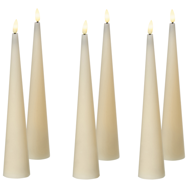 Sechs LED-Kerzen in Kegelform
