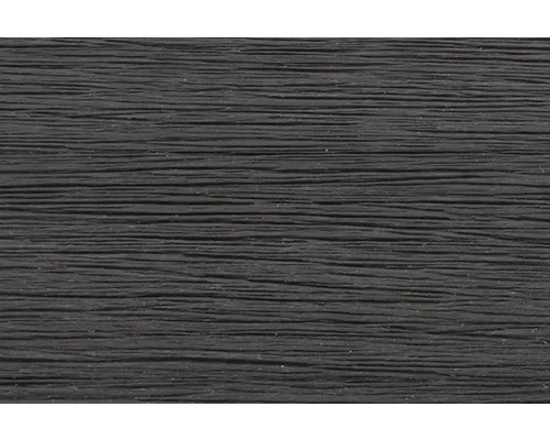 Detailaufnahme einer anthrazitfarbenen Oberfläche mit einer horizontalen Linienstruktur in Holzoptik.