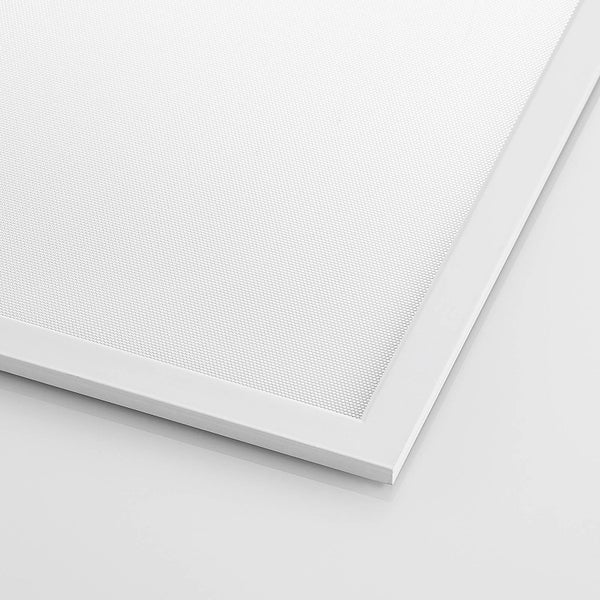 Quadratisches LED Panel mit weißem Rahmen und strukturierter Diffusoroberfläche.