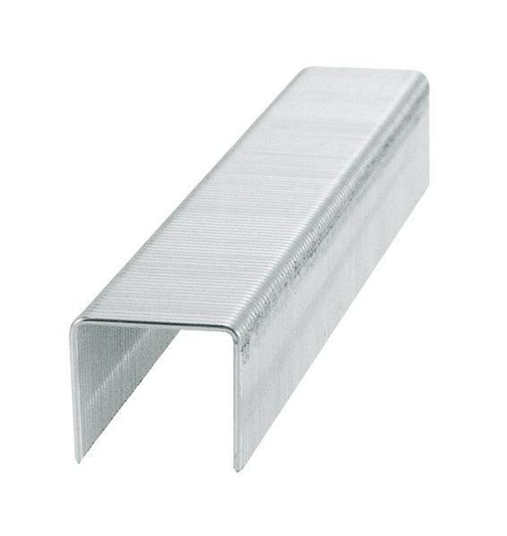 Eine einzelne Metallheftklammer für einen Tacker