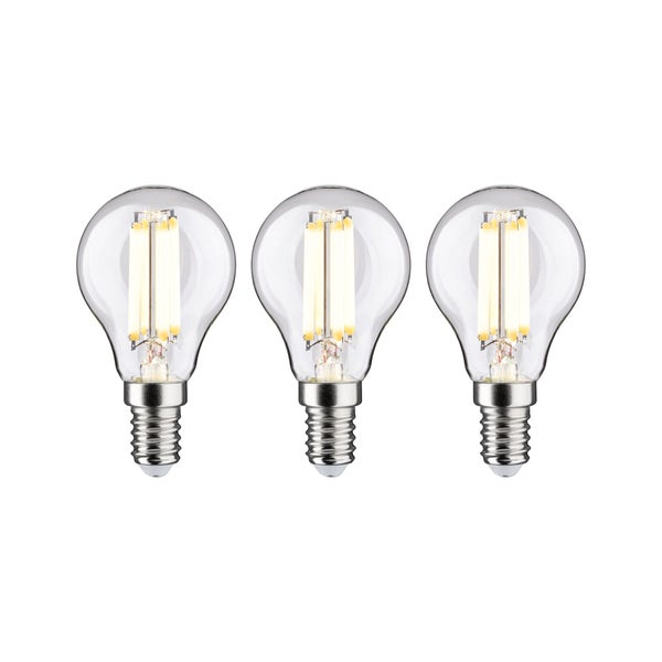 Eco-Line Filament 230V LED Tropfen E14 3er-Set 82mm 525lm 2,5W 3000K Klar