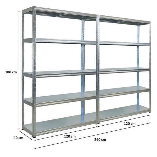PROREGAL Mega Deal 2x Schwerlastregal Steel Eagle , HxBxT 180x120x40 cm,  Fachlast 130kg, Verzinkt