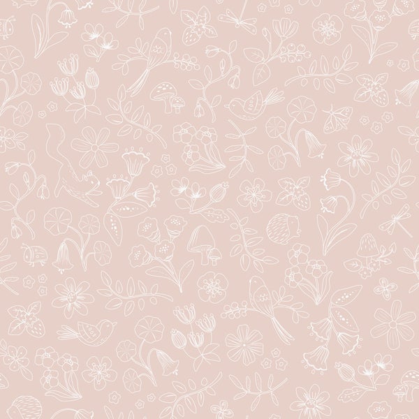 Illustration eines floralen Musters mit Tieren