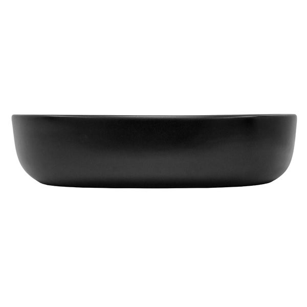 ML-Design Waschbecken aus Keramik in Schwarz matt 600 x 425 x 145 mm mit Ablaufgarnitur, Ovale Aufsatzwaschbecken, Moderne Waschtisch, Waschschale Waschplatz Handwaschbecken, für Badezimmer/Gäste-WC