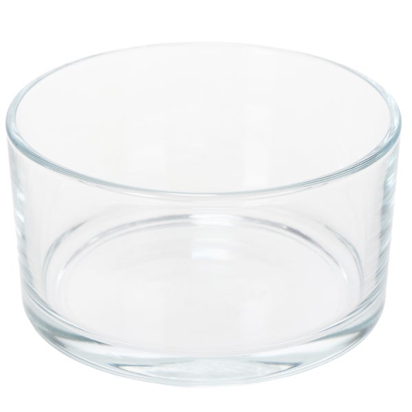 Zylindrische Glasschale aus klarem Glas.