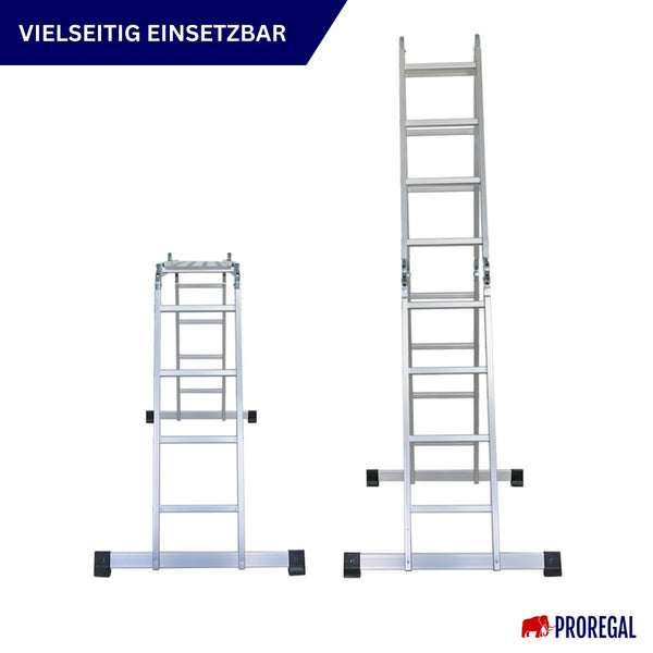 Aluminium Multifunktionsleiter in zwei verschiedenen Konfigurationen