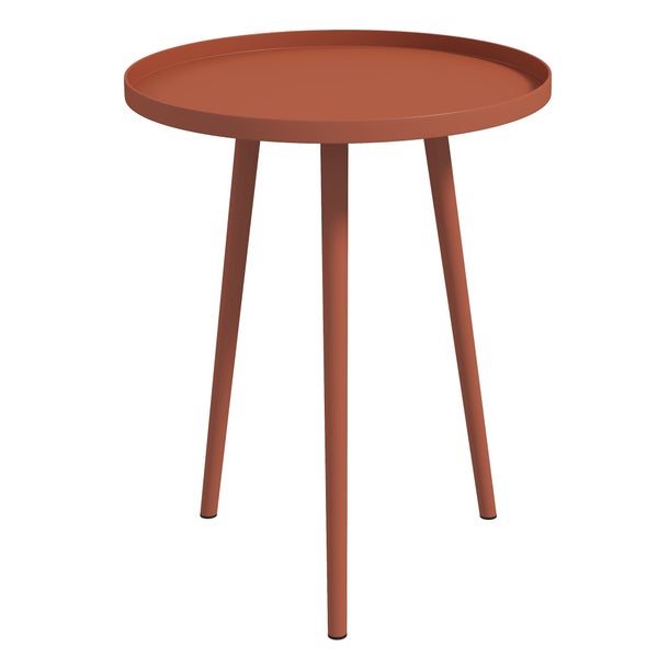Outsunny Beistelltisch Garten, wetterfester Gartentisch mit erhöhtem Rand, Balkontisch aus Stahl, runder Kaffeetisch 20kg belastbar, Ø40x50H cm, Sofatisch für Outdoor Indoor Balkon Terrasse Rot