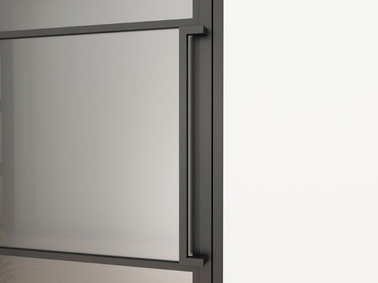 Glastür Komplettset mit Beschlag Loftstil 834x1972mm DIN Links  - Griffstange Drehtür