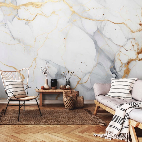 Fototapete Marmor Gold Abstrakt Vlies Tapete Wohnzimmer 400x280 cm