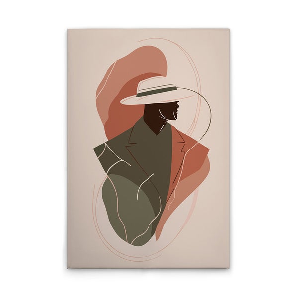 Dekoratives Gemälde mit einem Mann im Hut und Mantel