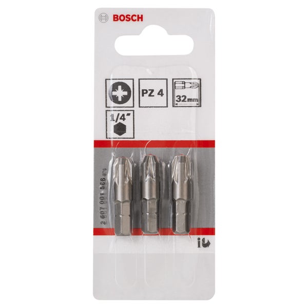 Bosch 3x Schrauberbit Extra-Hart, PZ 4, 32 mm - 2607001566