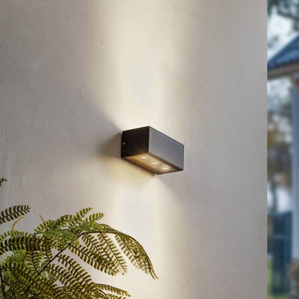Lucande LED Wandleuchte außen Selim (Modern) in Schwarz aus Aluminium (1 flammig, ) - Außenwandleuchten Wandlampe Led Außenlampe Outdoor für Außenwand/Hauswand Haus Terrasse &