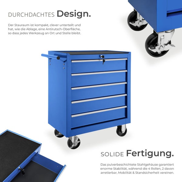 Werkzeugwagen mit fünf Schubladen und Rollen