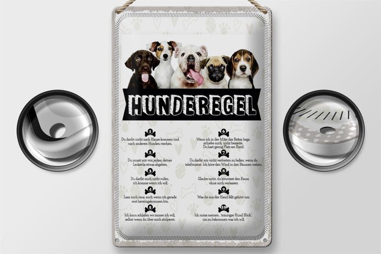 Blechschild Spruch 20x30cm Hunderegel lass mich raus