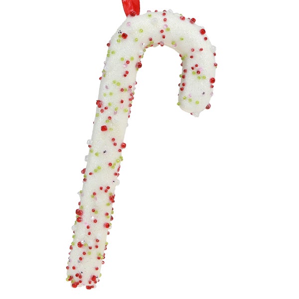 Zuckerstangen Ornament mit dekorativen Perlen und Band zum Aufhängen