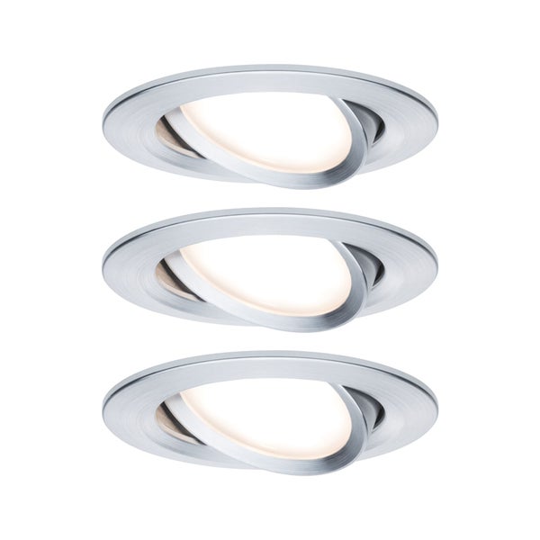 LED Einbauleuchte Nova Plus Coin Basisset schwenkbar rund 84mm 50° Coin 3x6W 3x470lm 230V dimmbar 2700K Alu gedreht