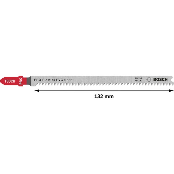 Bosch PRO Plastics PVC clean T302H Stichsägeblatt 132 mm 5-tlg. - 2608667448