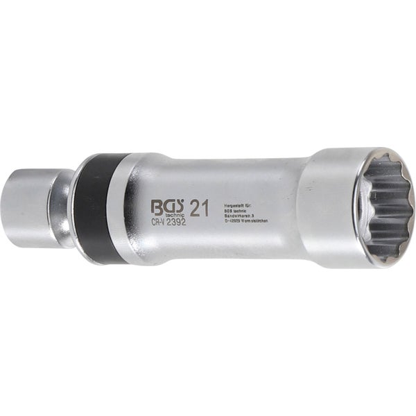 BGS Zündkerzen-Gelenkeinsatz Zwölfkant mit Haltefeder Antrieb Innenvierkant 10 mm (3/8) SW 21 mm - 2392