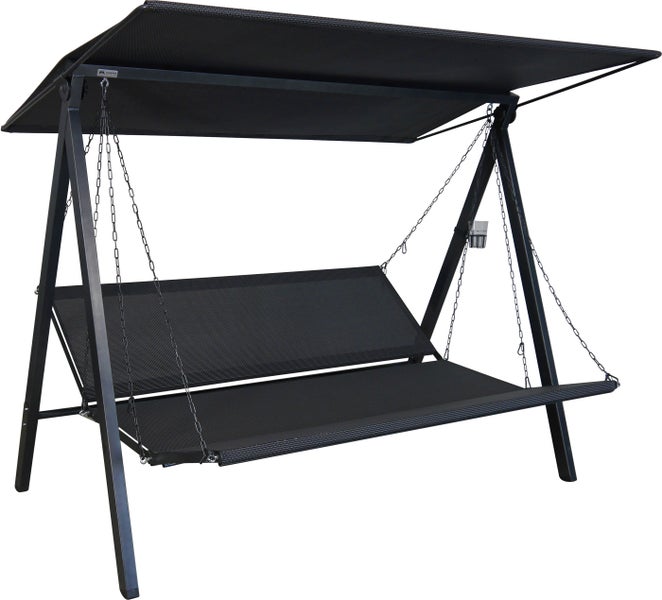 Gartenschaukel mit Dach, Sitzkissen und Metallrahmen