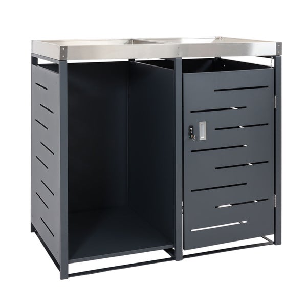 Mülltonnenbox mit Tür und Oberseite aus Metall