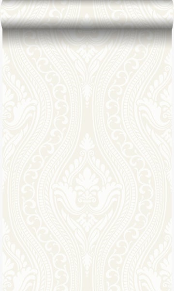 Origin Wallcoverings Tapete Flock-Barockmuster Weiß - 53 cm x 10,05 m - 346601