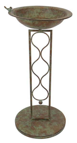 FRANK FLECHTWAREN | Vogeltränke Flora mit Ständer, METALL, Ø 38 x 85 cm