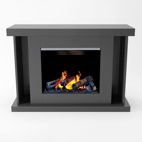 GLOW FIRE Elektrokamin 'Ares Opti Myst' | Wasserdampf Kamin mit Heizung inkl. Holz in schwarz als Standkamin| HxBxT: 106x131x38 cm