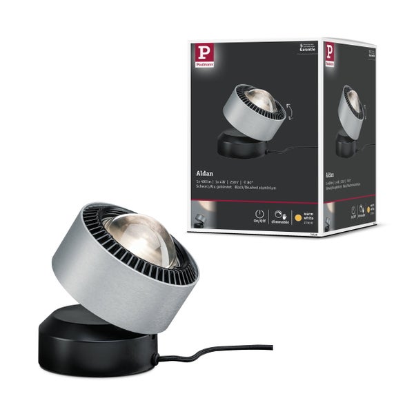 LED Tischleuchte Aldan 2700K 200lm 3,5W Schwarz, Alu gebürstet