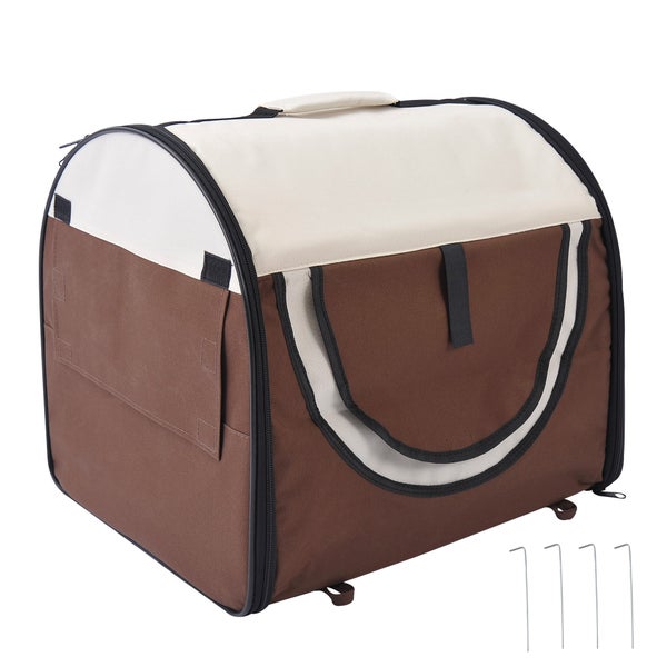 PawHut Tragebox, 46L x 36B x 41H cm, Oxfordstoff mit PVC-Beschichtung, Stahl, Kaffee