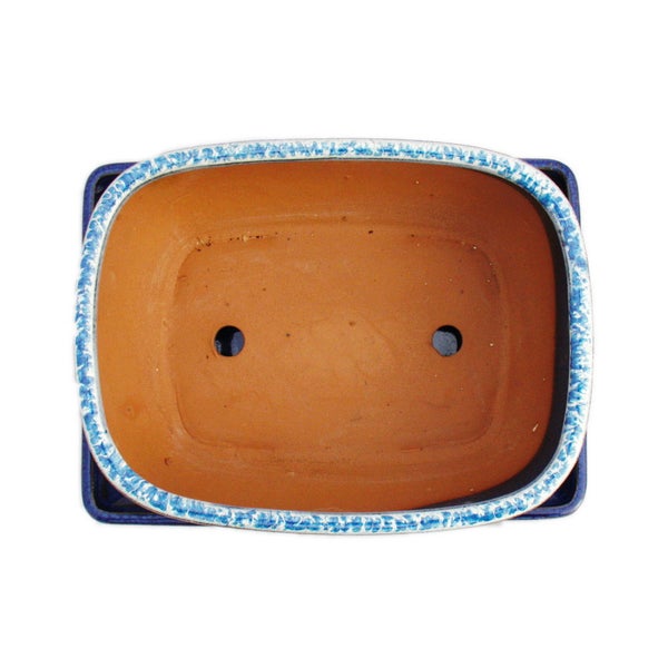 Bonsai-Schale mit Unterteller Gr. 3 Blau-Beige rechteckig Modell GB5 L 21,5cm B 17cm H 8 cm
