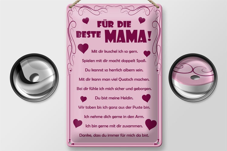 Blechschild Spruch 20x30cm Für die beste Mama