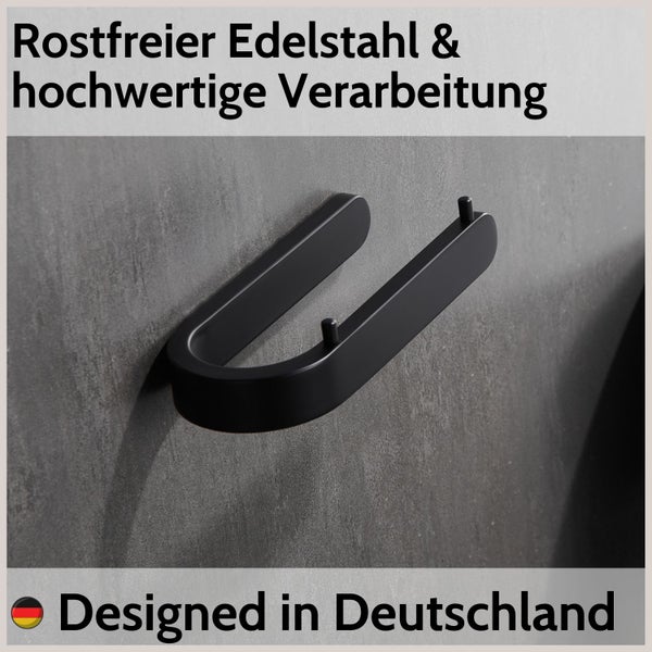 DEKAZIA® Toilettenpapierhalter ohne Bohren schwarz Toilettenpapierhalter schwarz matt Klopapierhalter ohne Bohren Klorollenhalter ohne Bohren Klopapierhalter Toilettenpapierhalter WC Papier Halterung